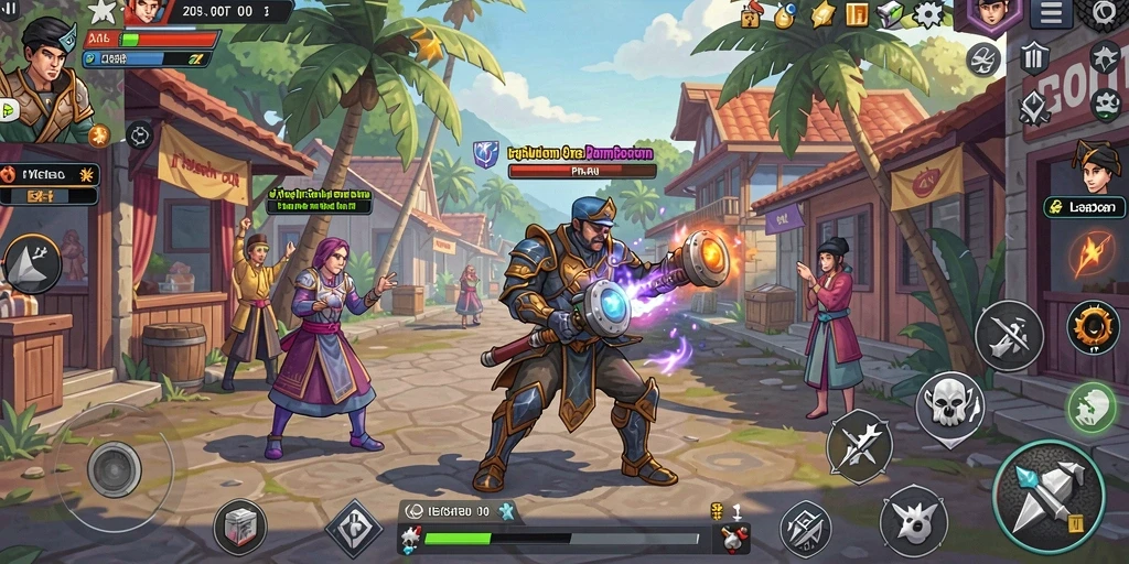 Tangkapan layar mode multiplayer dengan pemain dari seluruh dunia.